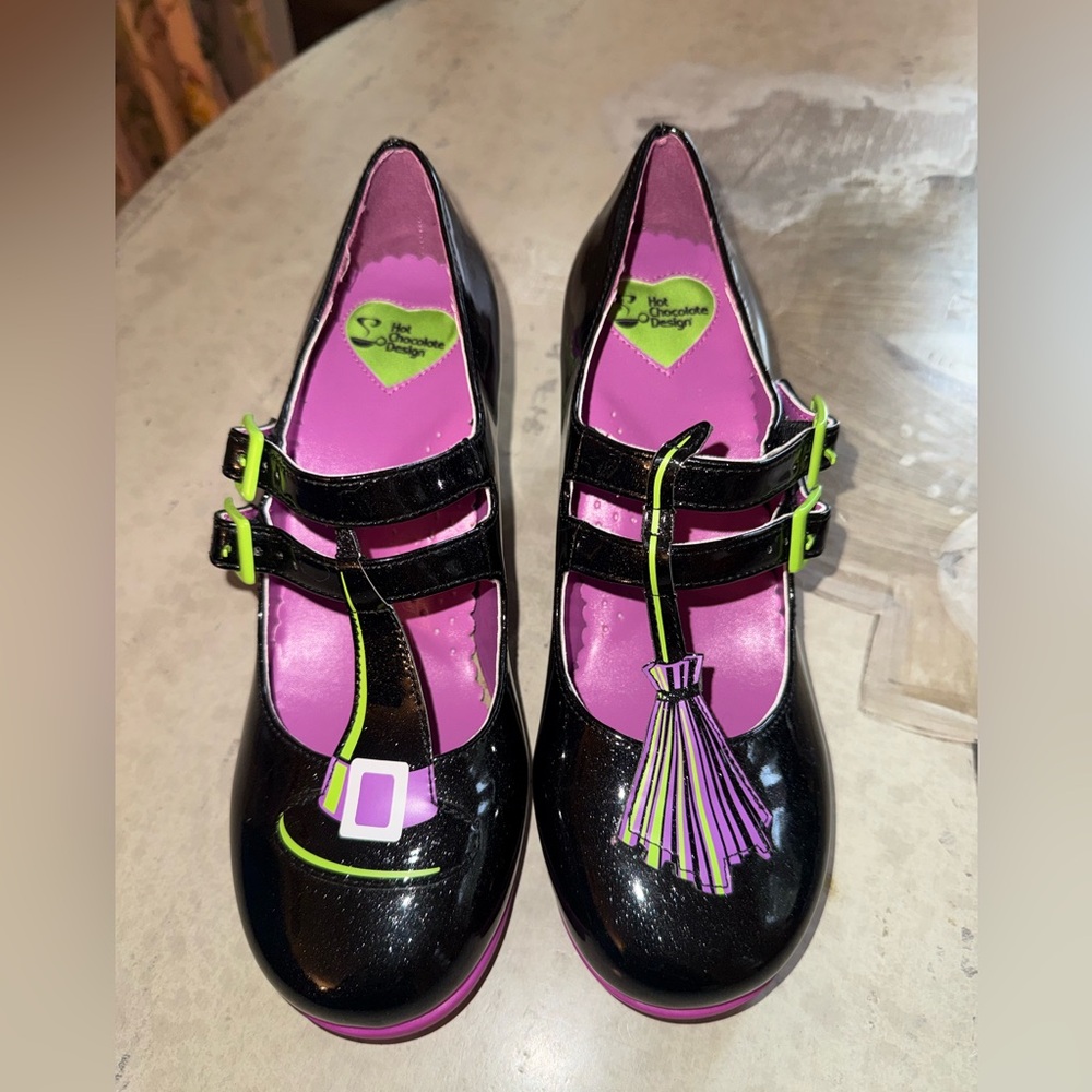Hot Chocolate Design Chocolaticas Hocus Pocus Halloween Witch Heels Shoes 38